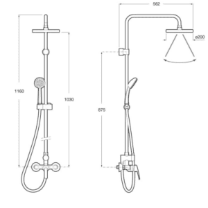 COLONNE DE DOUCHE ROND VICTORIA-S CHROME  (SUR STOCK)