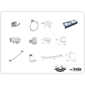 KIT ACCESSOIRS SDB INDA 6 PIECES FORUM QUADRA CHRROME