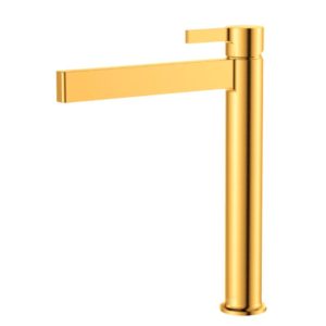 Mitigeur lavabo bec haut avec bonde Doré Brillant BRO001/3-2GL